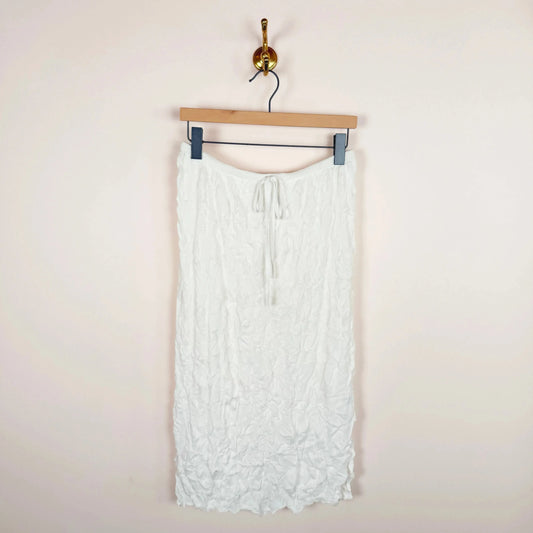 Crinkled Knit Skirt in White-Skirts-Sayaka Davis-eugenienewport