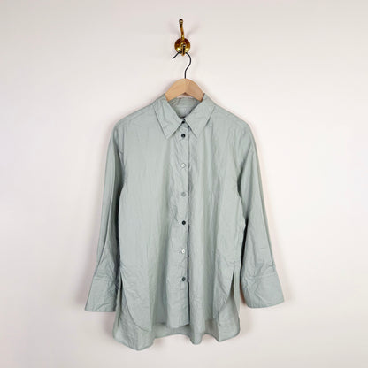 Crinkled Oversized Shirt in Moon Gray