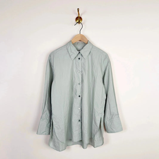 Crinkled Oversized Shirt in Moon Gray-Tops-Sayaka Davis-eugenienewport