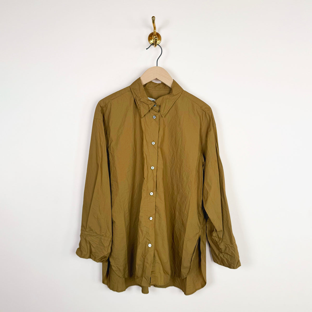 Crinkled Oversized Shirt in Walnut