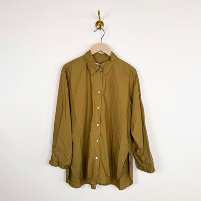 Crinkled Oversized Shirt in Walnut