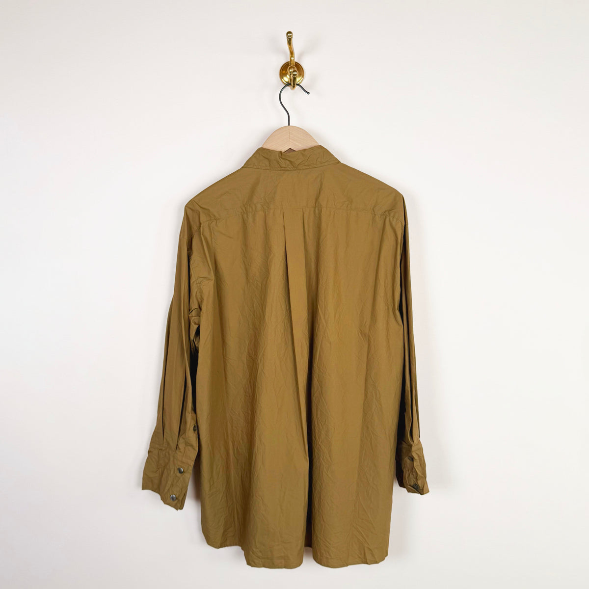 Crinkled Oversized Shirt in Walnut