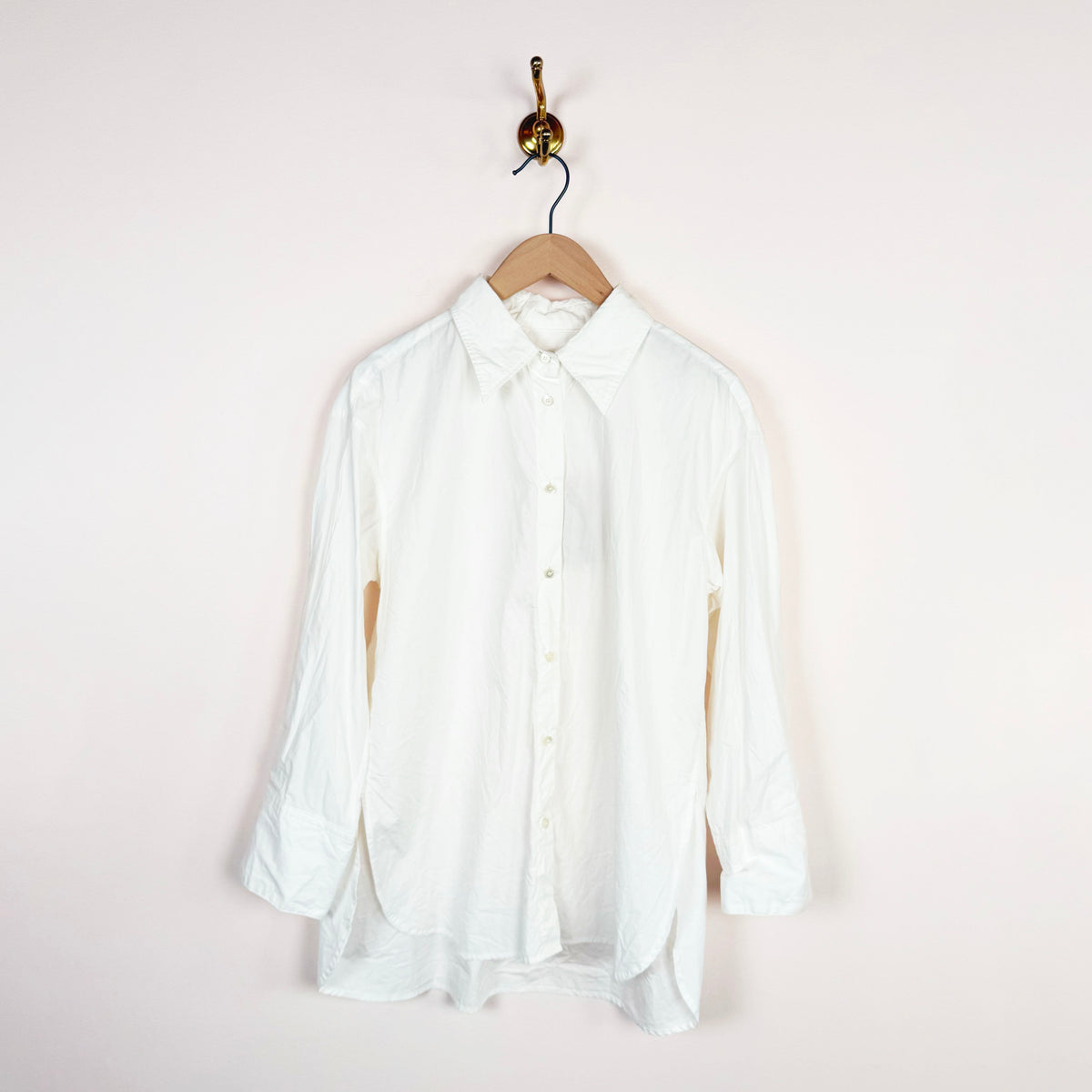 Crinkled Oversized Shirt in White