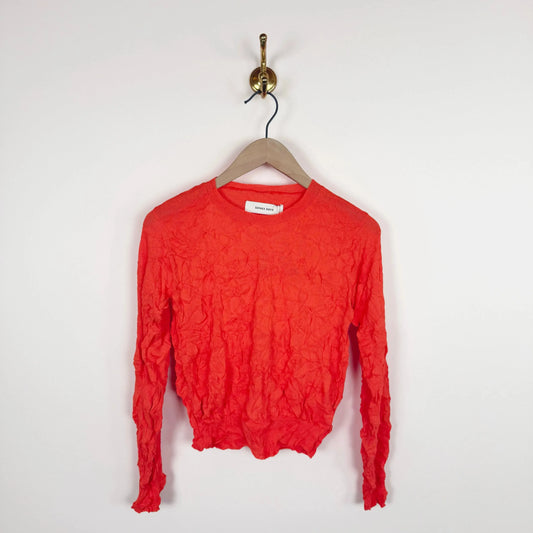 Crinkled Knit Pullover in Poppy Red-Sweaters-Sayaka Davis-eugenienewport