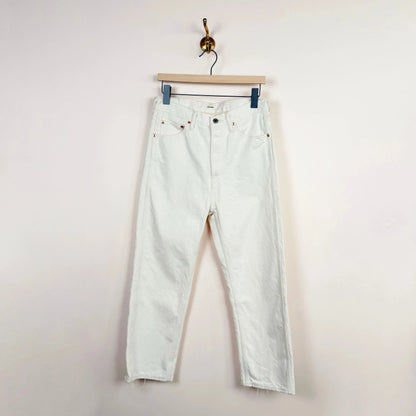Denim Wide Tapered Cut in Ivory Splatter-Denim-Chimala-eugenienewport