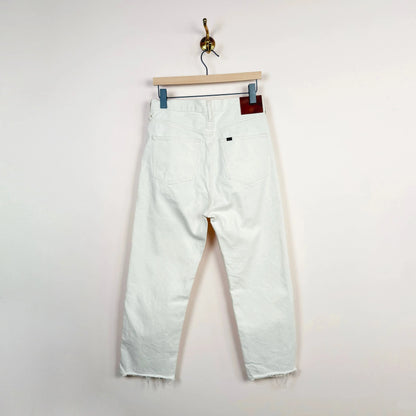 Denim Wide Tapered Cut in Ivory Splatter-Denim-Chimala-eugenienewport