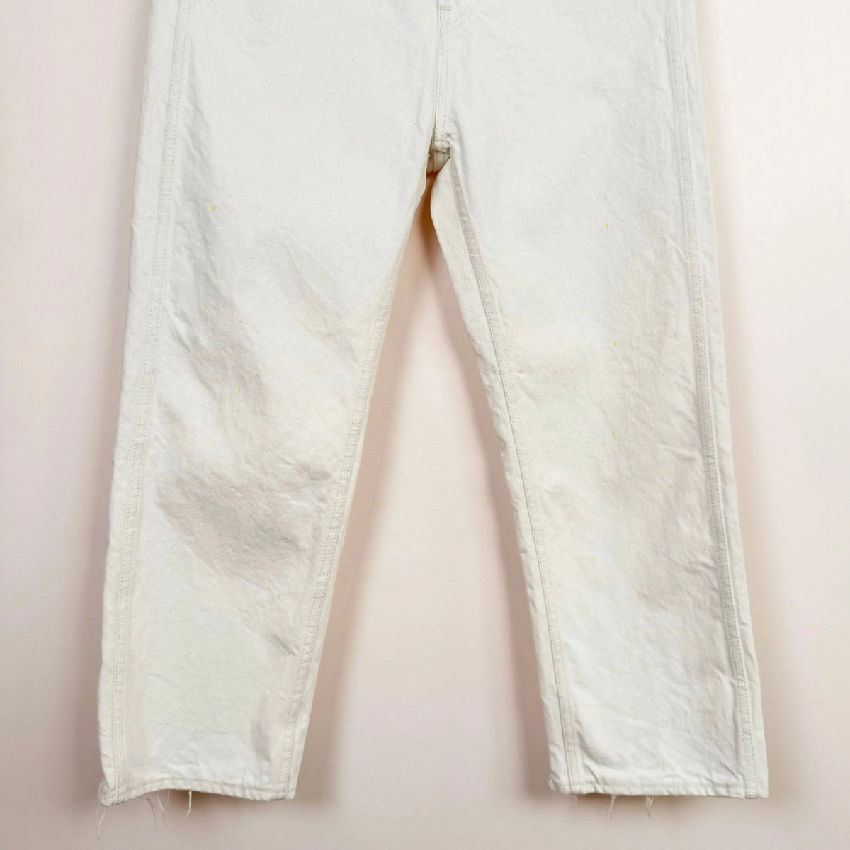 Denim Wide Tapered Cut in Ivory Splatter-Denim-Chimala-eugenienewport