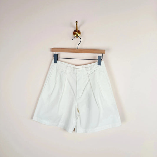 Double Pleats Shorts in White-Shorts-Denimist-eugenienewport