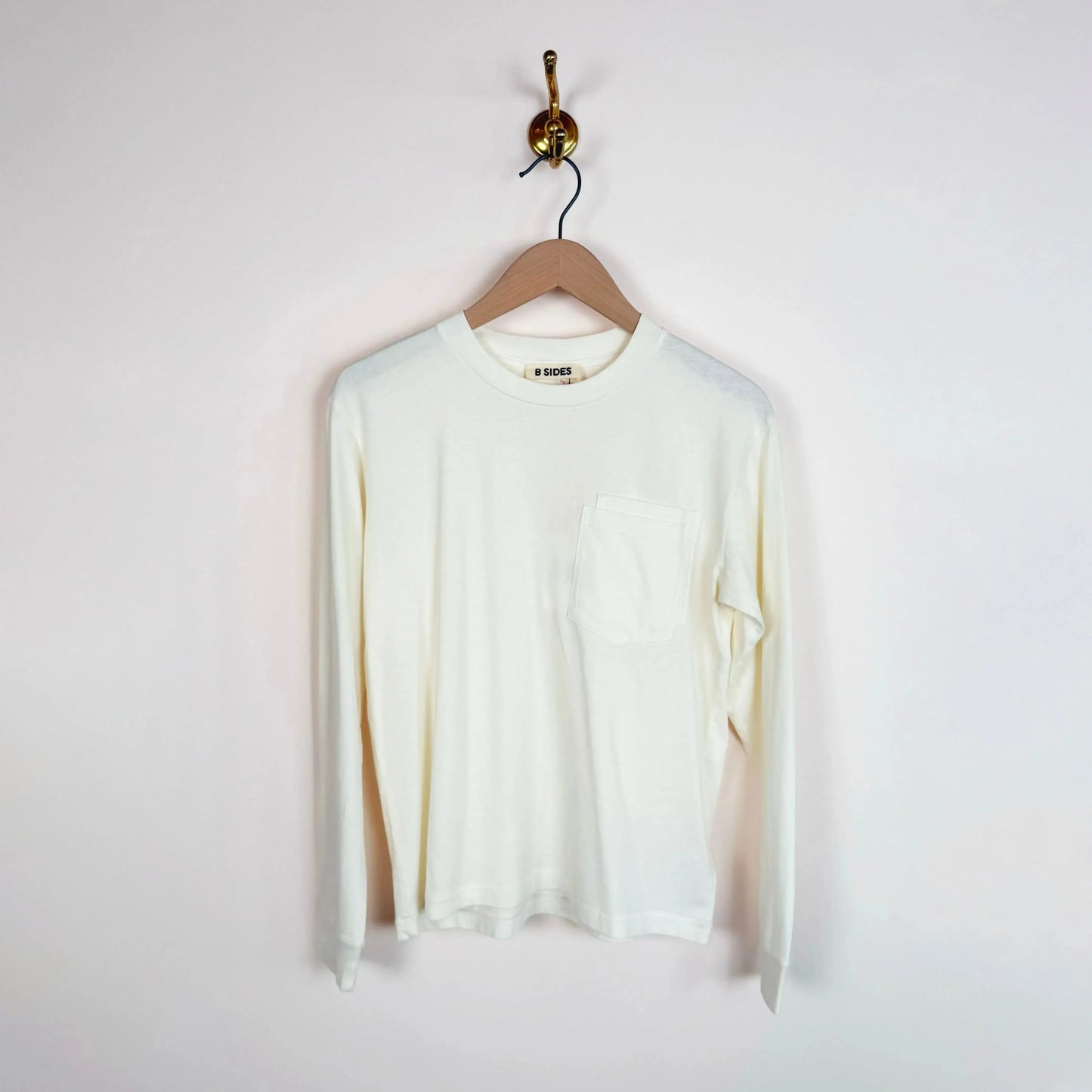 Double Pocket LS Tee in Oyster-T-Shirts-B Sides-eugenienewport