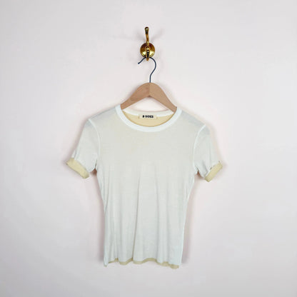 Double Tee in White/Pale Yellow-T-Shirts-B Sides-eugenienewport
