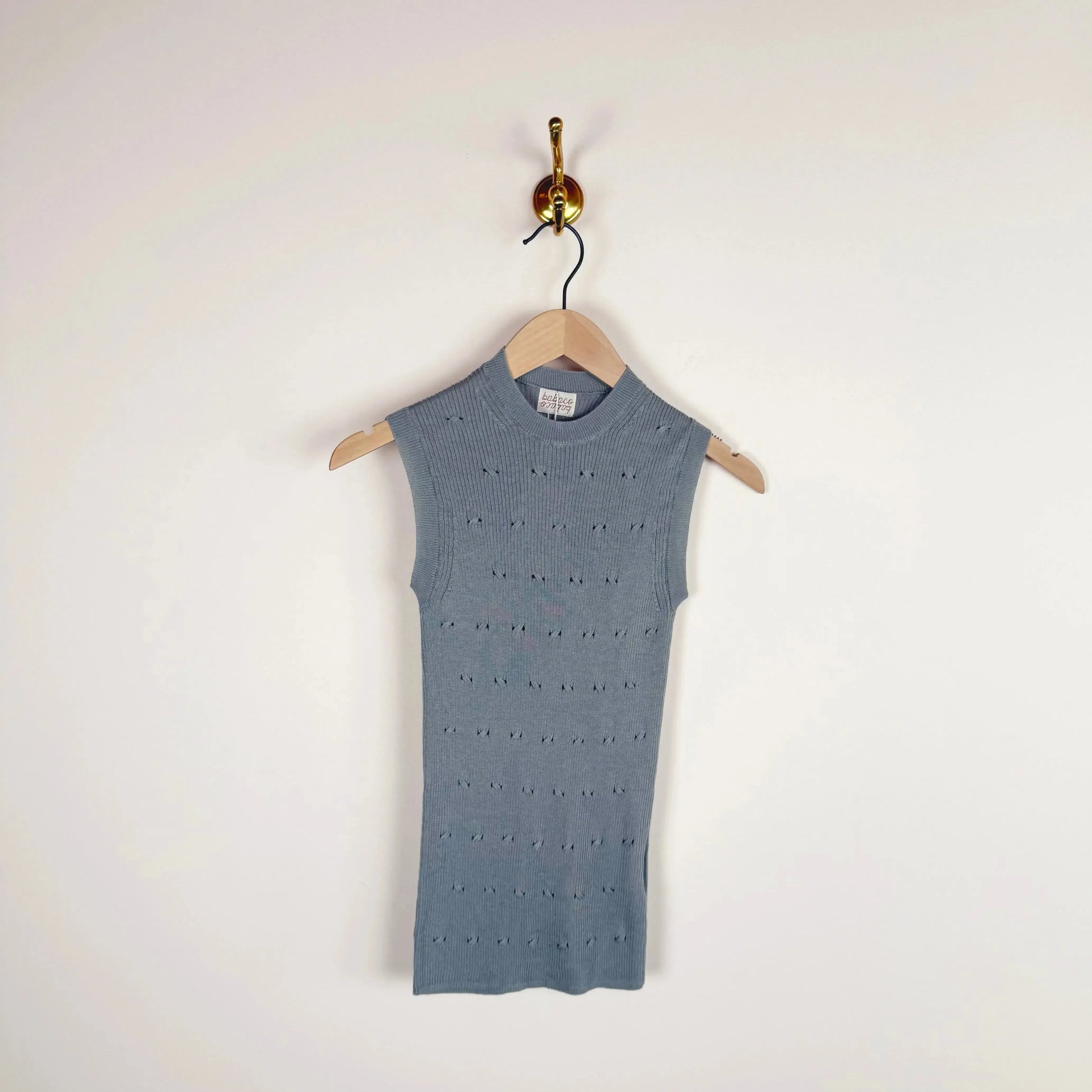 Eyelet Cable Sleeveless Top in Grey-Sweaters-Babaco-eugenienewport