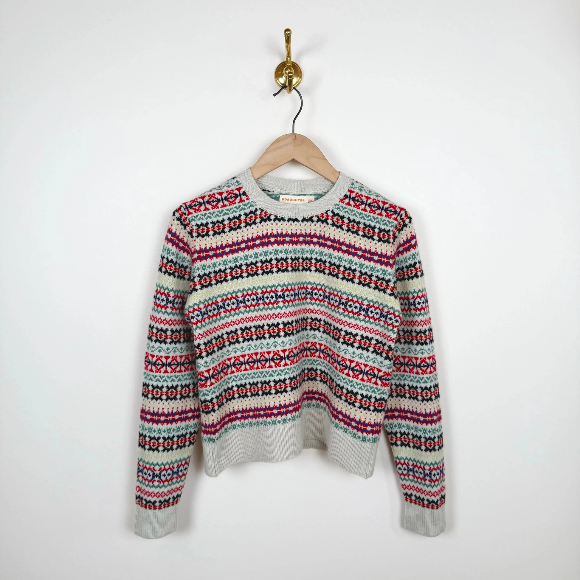 Fairisle Shrunken Crewneck with Ecru Base-Sweater-&Daughter-eugenienewport