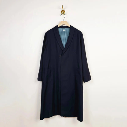 Gabardine Shawl Collar Coat in Navy-Coats-Chimala-eugenienewport