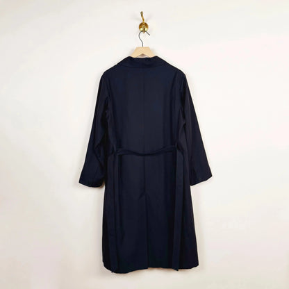 Gabardine Shawl Collar Coat in Navy-Coats-Chimala-eugenienewport