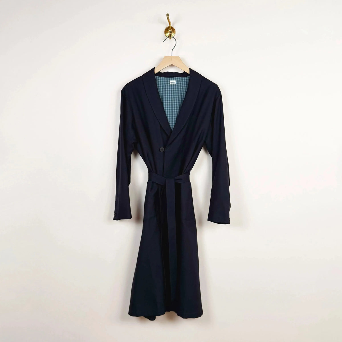 Gabardine Shawl Collar Coat in Navy-Coats-Chimala-eugenienewport