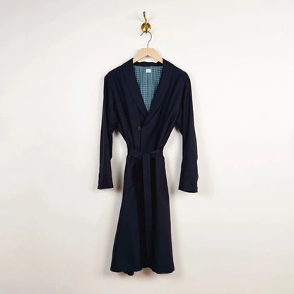Gabardine Shawl Collar Coat in Navy-Coats-Chimala-eugenienewport