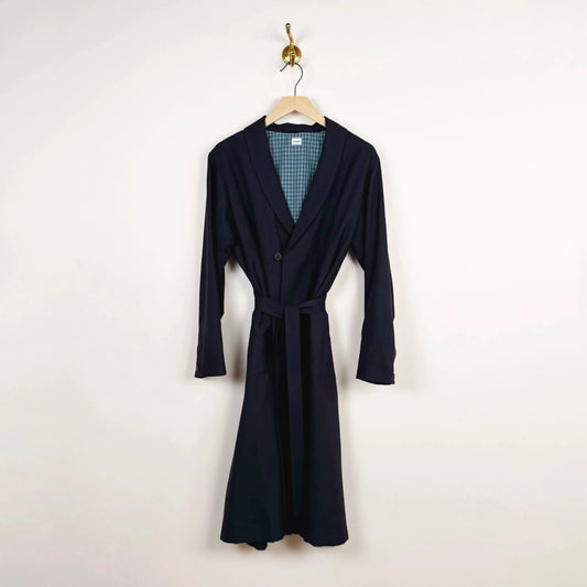 Gabardine Shawl Collar Coat in Navy-Coats-Chimala-eugenienewport