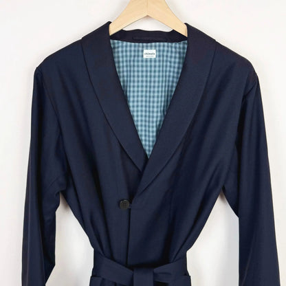 Gabardine Shawl Collar Coat in Navy-Coats-Chimala-eugenienewport