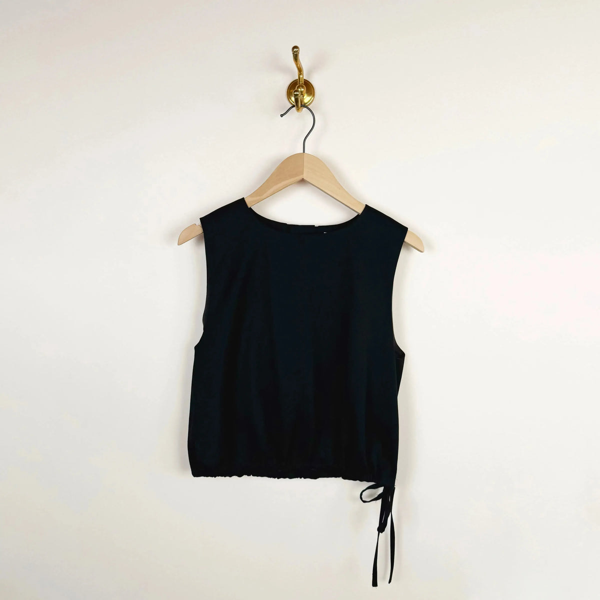 Gabardine Side Tie Vest in Black-Tops-Ernie Palo-eugenienewport