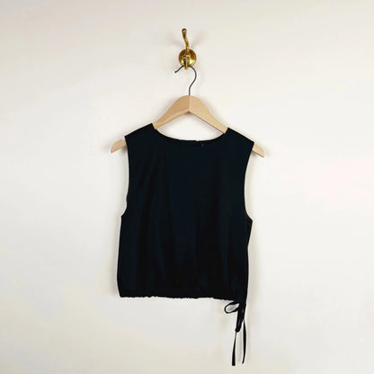 Gabardine Side Tie Vest in Black-Tops-Ernie Palo-eugenienewport
