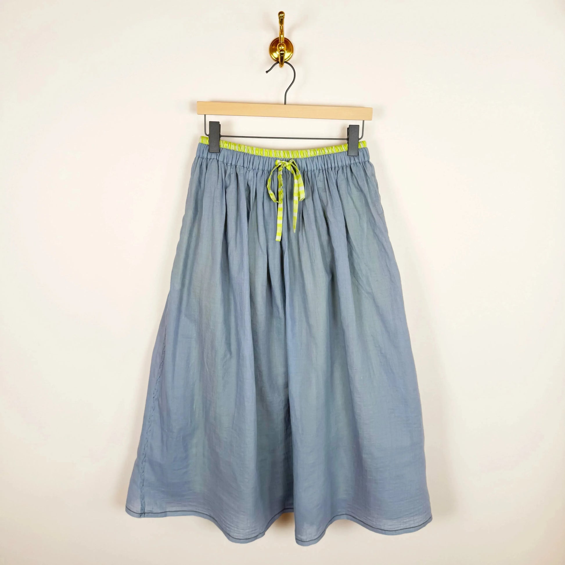 Gayle Skirt in Reversible Lime Checks-Skirts-Runaway Bicycle-eugenienewport