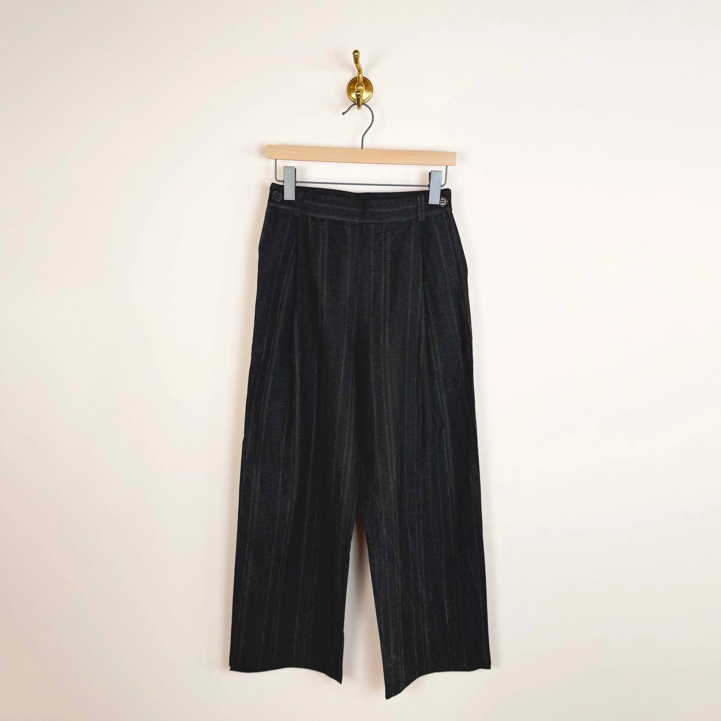 Georgia Trouser in Washed Black Stripe-Pants-Cawley-eugenienewport