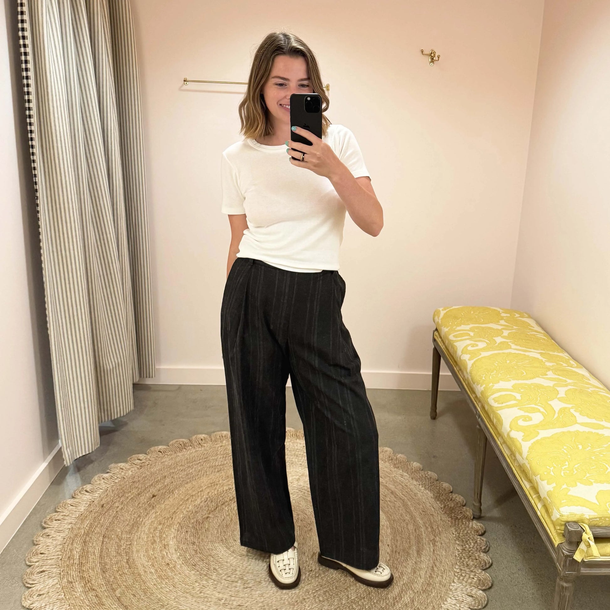 Georgia Trouser in Washed Black Stripe-Pants-Cawley-eugenienewport