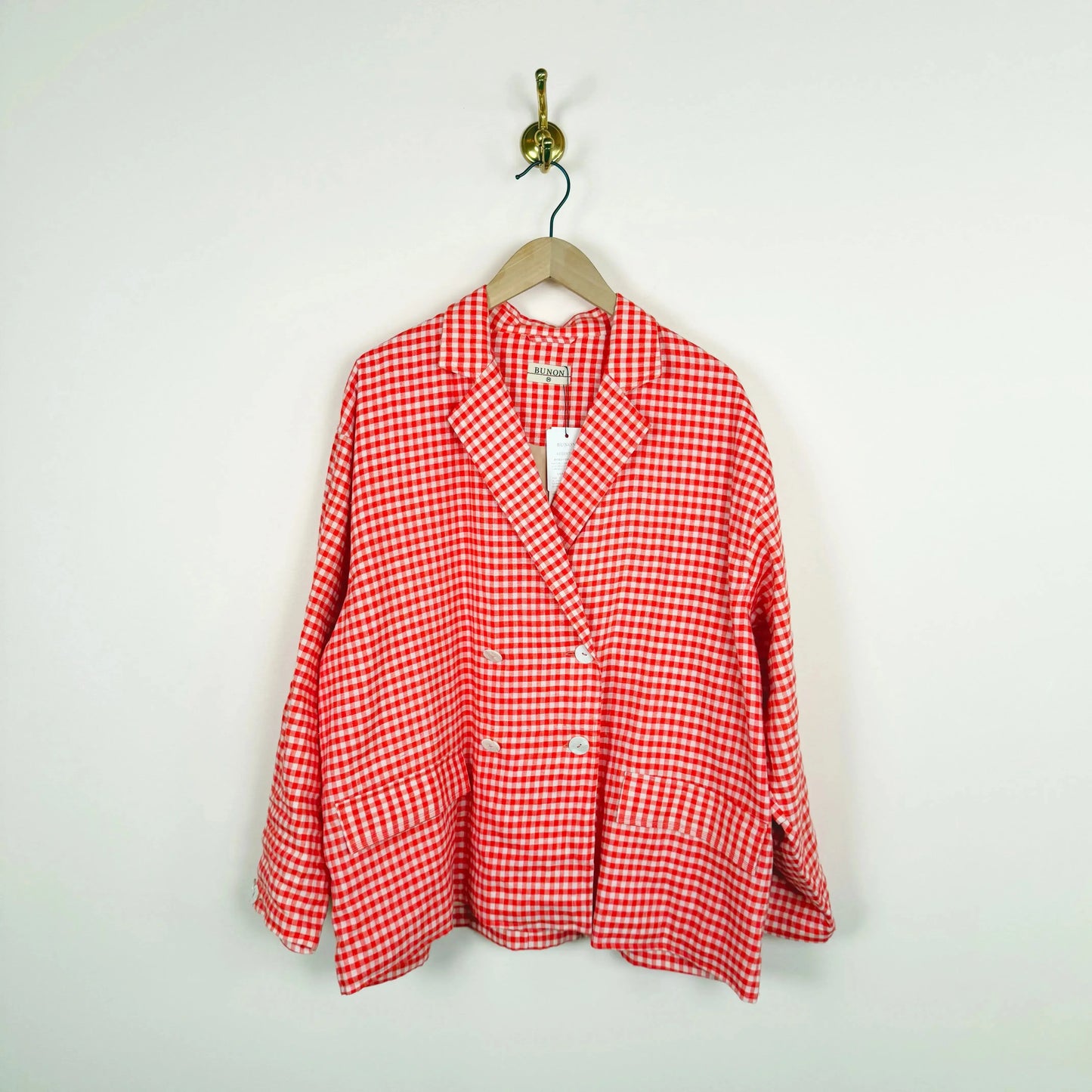 Gingham Over Jacket in Red-Jackets-Bunon-eugenienewport