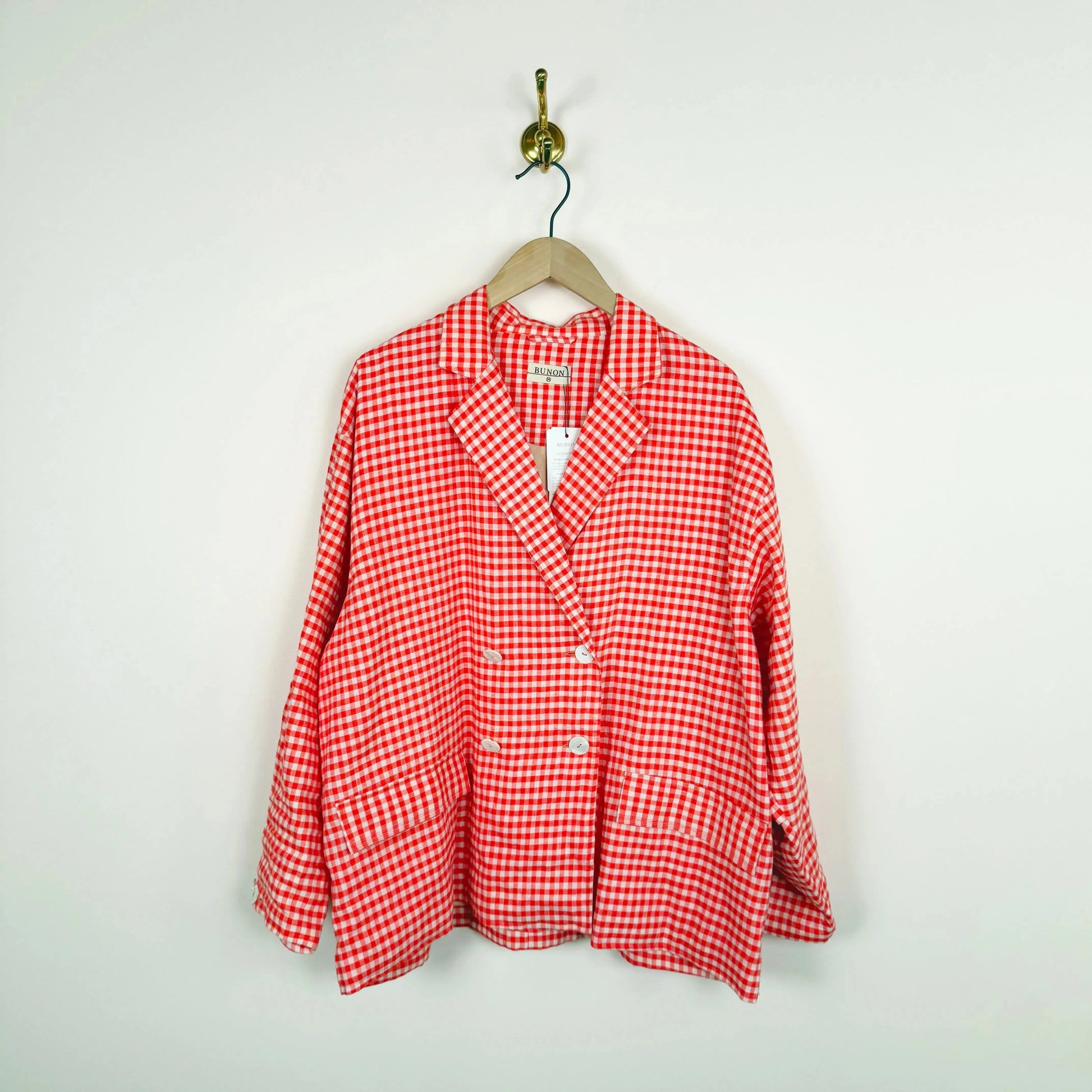 Gingham Over Jacket in Red-Jackets-Bunon-eugenienewport