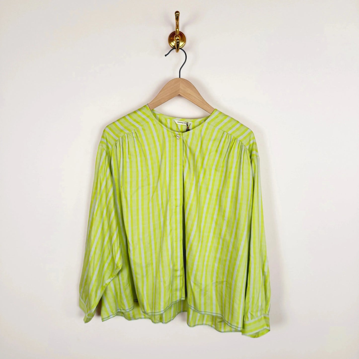 Ira Blouse in Lime Green Checks-Tops-Runaway Bicycle-eugenienewport