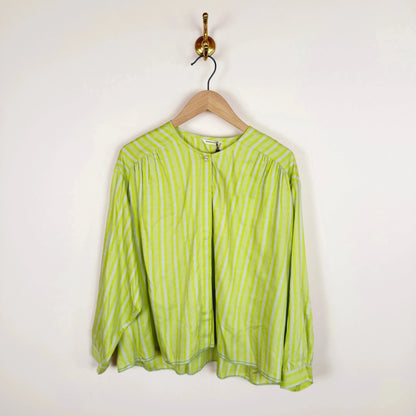 Ira Blouse in Lime Green Checks-Tops-Runaway Bicycle-eugenienewport