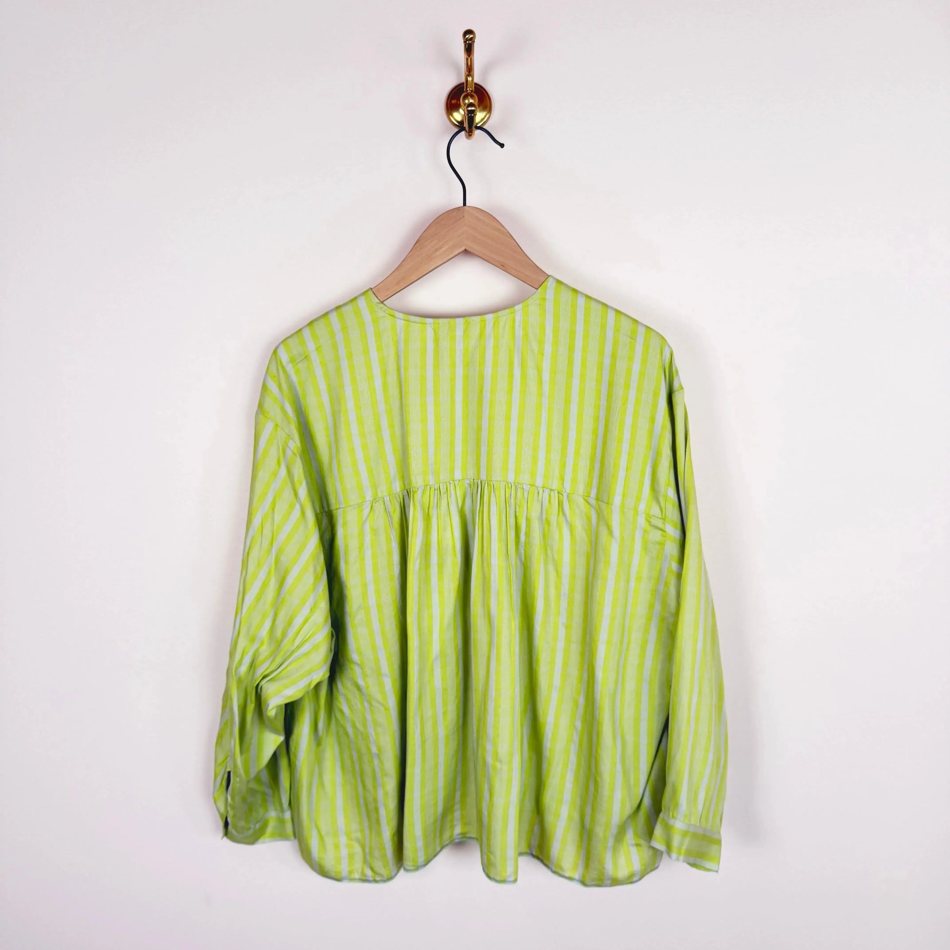 Ira Blouse in Lime Green Checks-Tops-Runaway Bicycle-eugenienewport