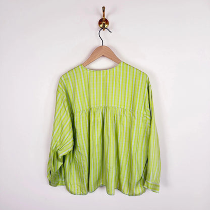 Ira Blouse in Lime Green Checks-Tops-Runaway Bicycle-eugenienewport