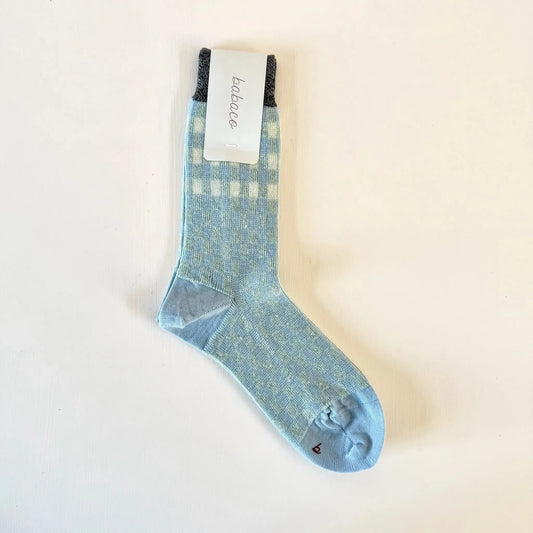 Jacquard Check Socks in Light Blue-Accessories-Babaco-eugenienewport