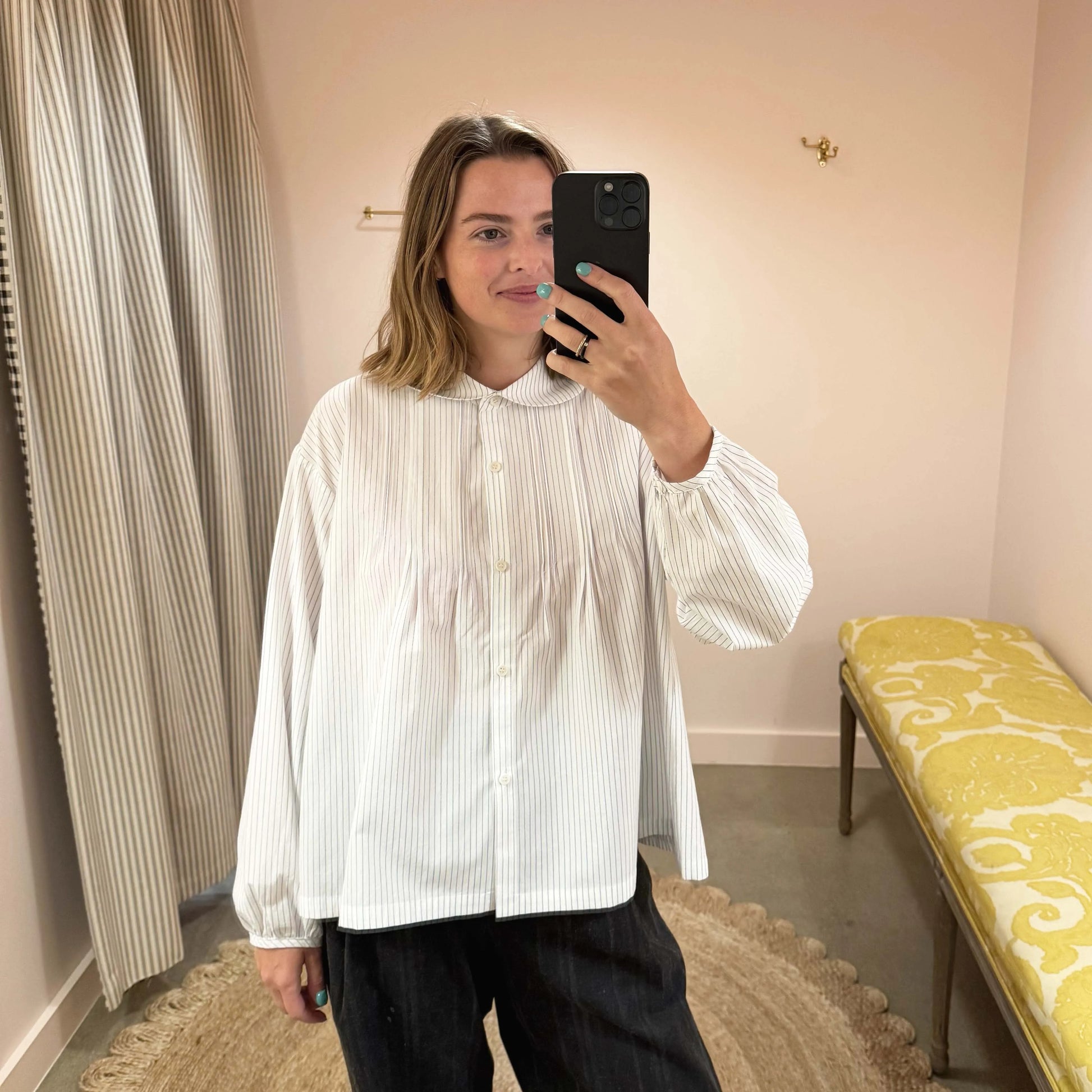 Jessie Shirt in Blue/White Stripe-Tops-Cawley-eugenienewport