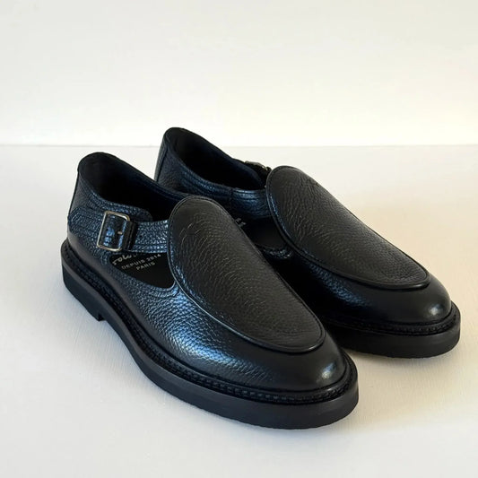 Jo in Black Hairy Calf Leather-Shoes-Jacques Solovière-eugenienewport