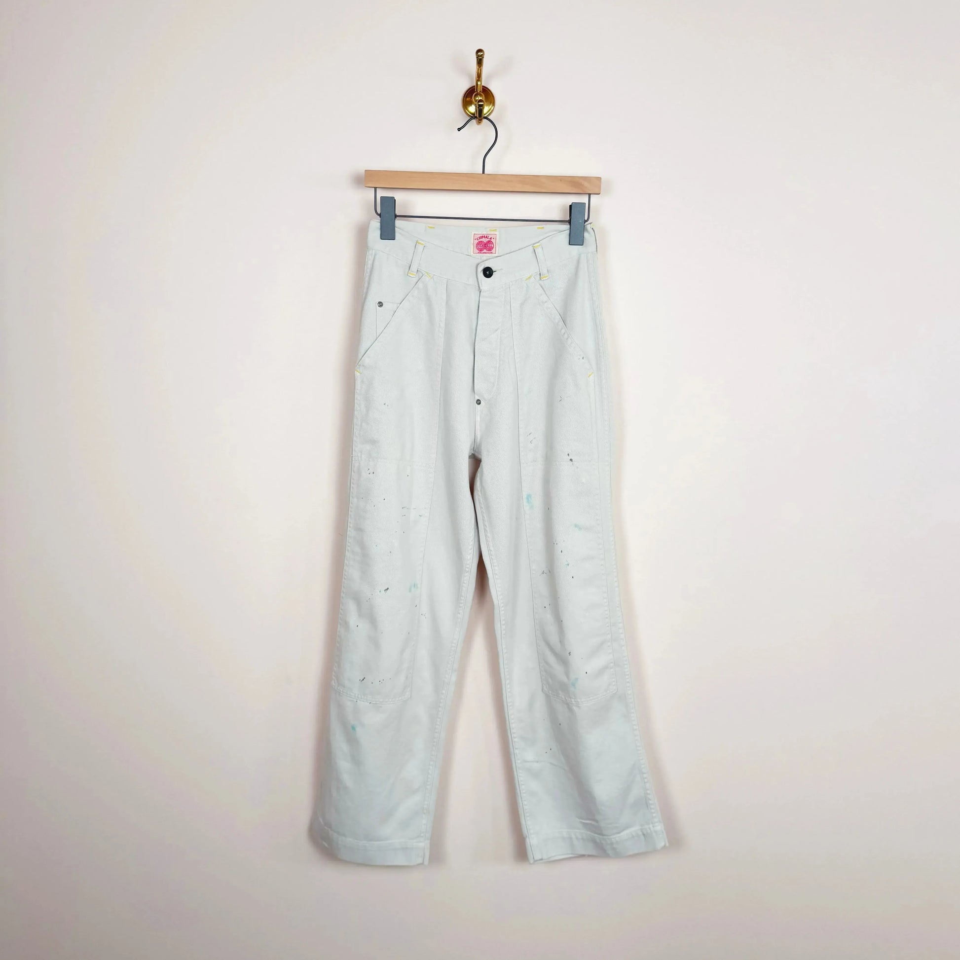 Knee Painer Pants in Ivory Splatter-Denim-Chimala-eugenienewport