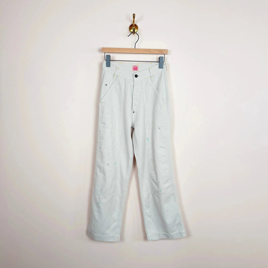 Knee Painer Pants in Ivory Splatter-Denim-Chimala-eugenienewport
