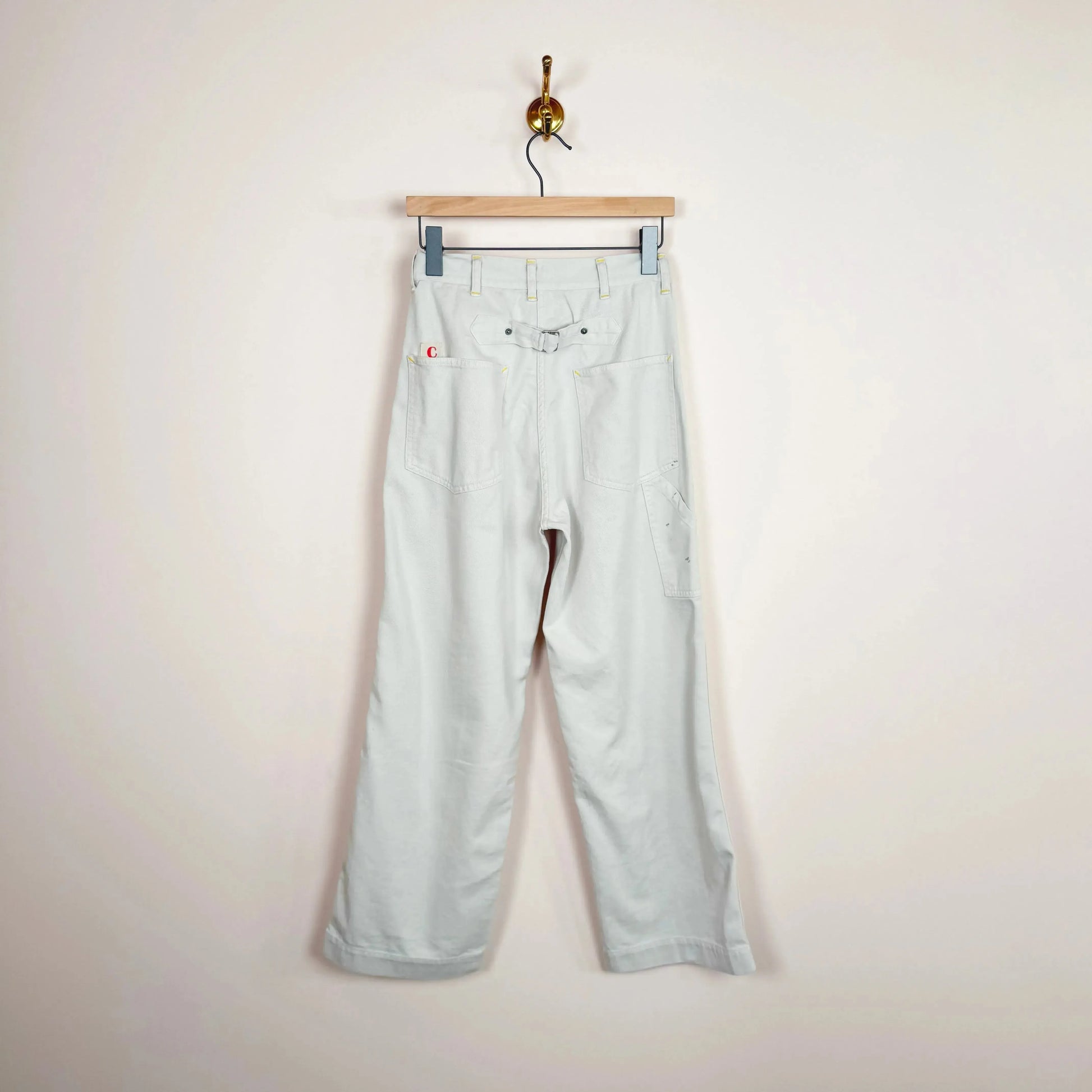Knee Painer Pants in Ivory Splatter-Denim-Chimala-eugenienewport