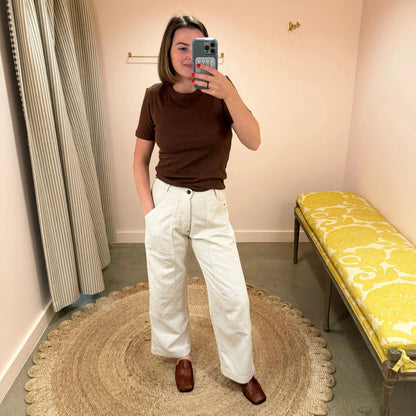 Knee Painer Pants in Ivory Splatter-Denim-Chimala-eugenienewport