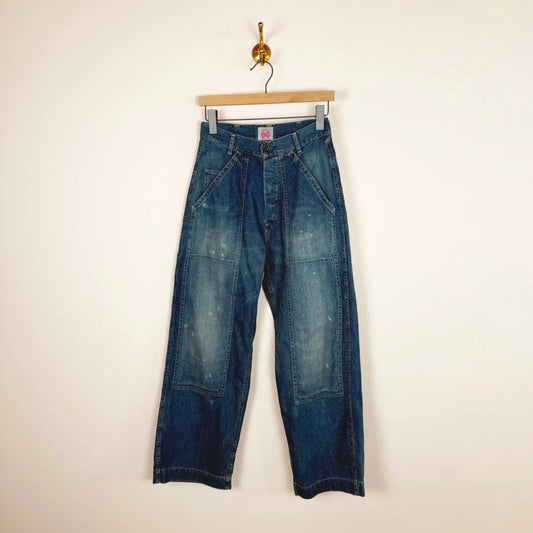 Knee Painer Pants in Splushed Medium-Denim-Chimala-eugenienewport
