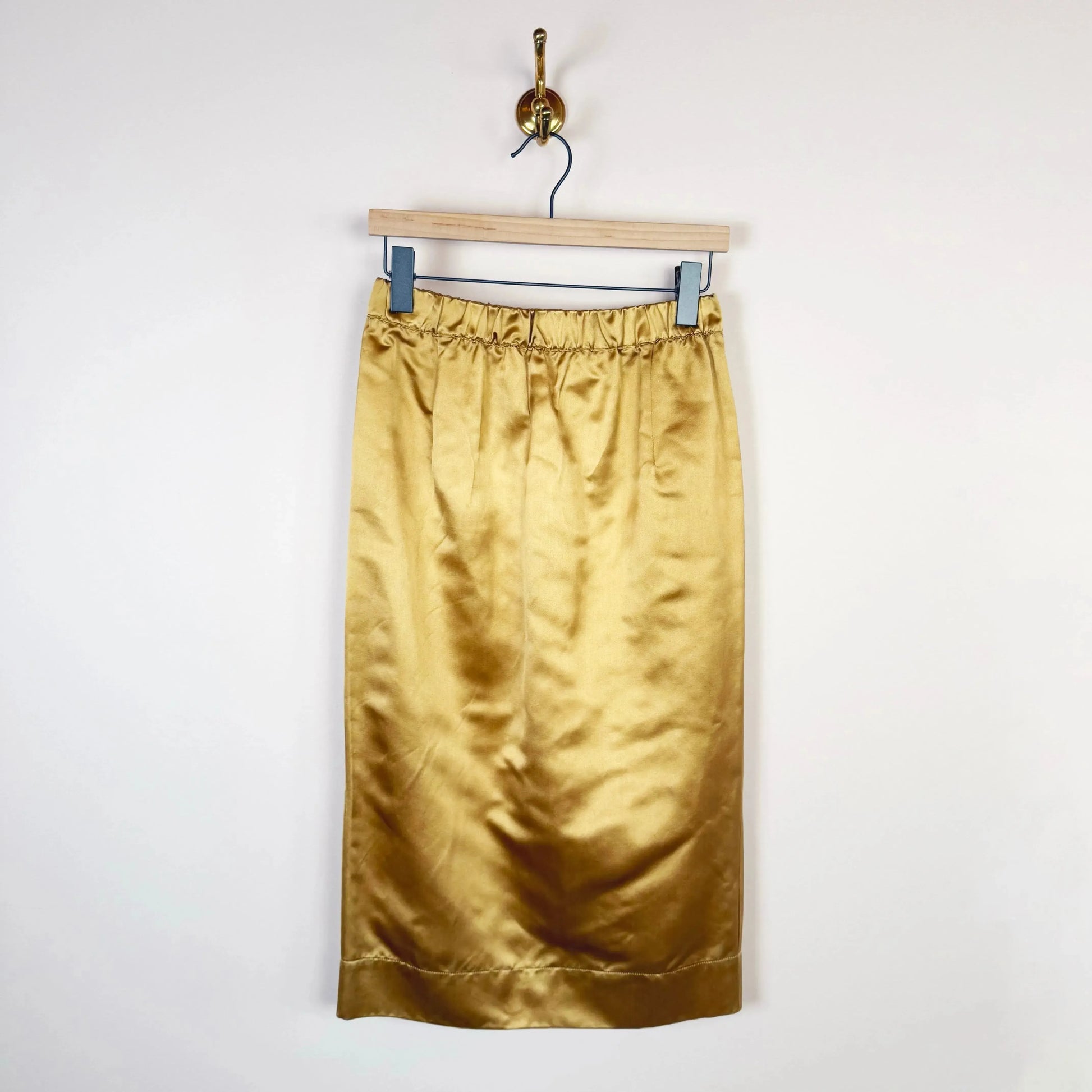 Le Pencil in Gold Satin-Skirts-Aquarius Cocktail-eugenienewport