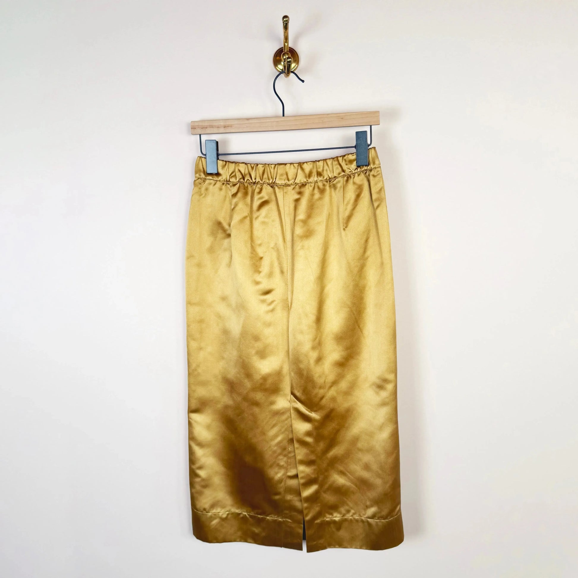 Le Pencil in Gold Satin-Skirts-Aquarius Cocktail-eugenienewport