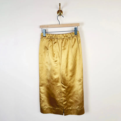 Le Pencil in Gold Satin-Skirts-Aquarius Cocktail-eugenienewport