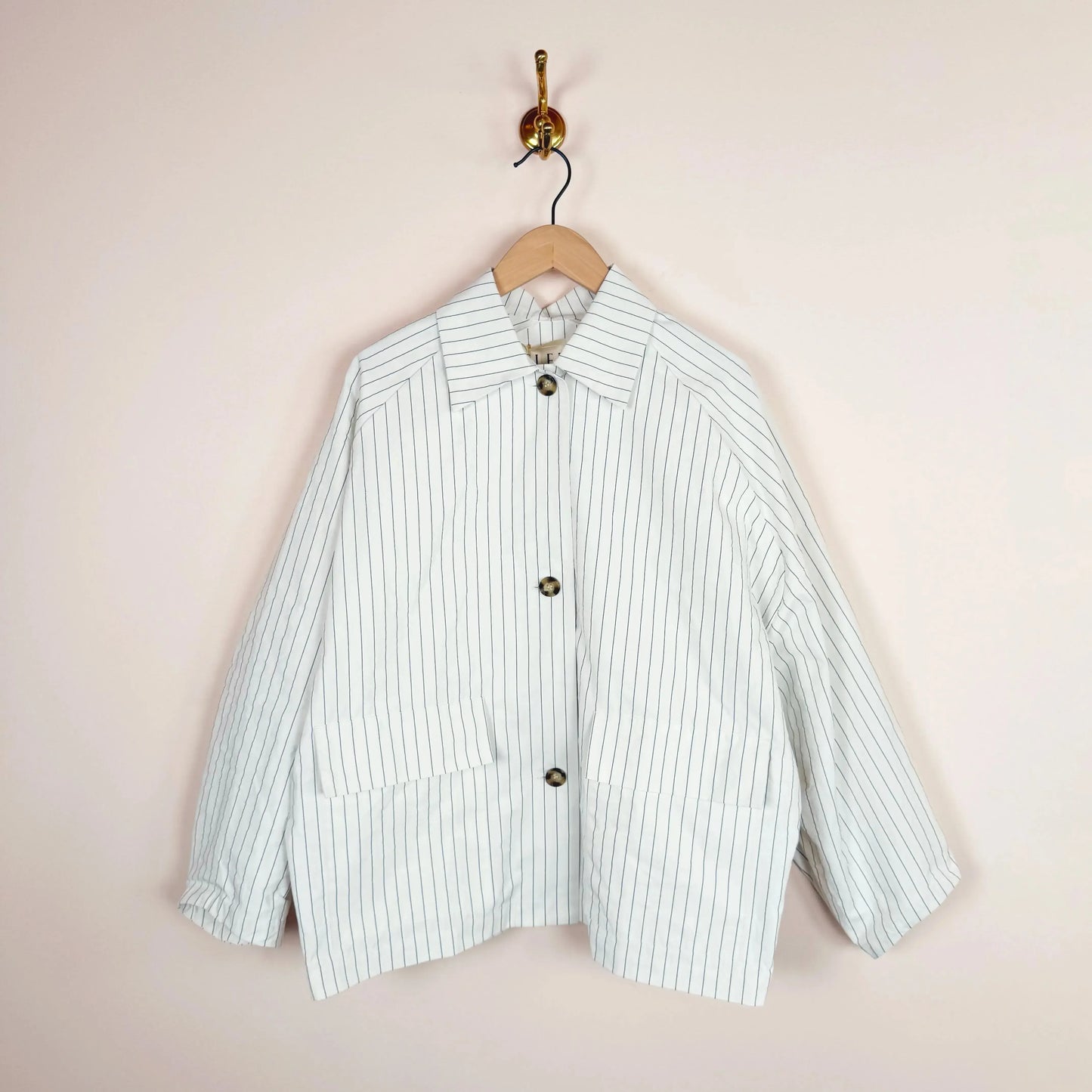 Lies Coat Short in White Stripe-Coats-Eleph-eugenienewport