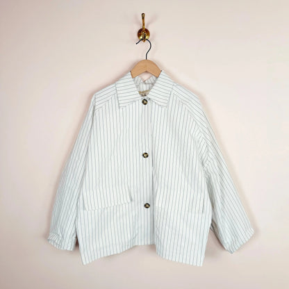Lies Coat Short in White Stripe-Coats-Eleph-eugenienewport