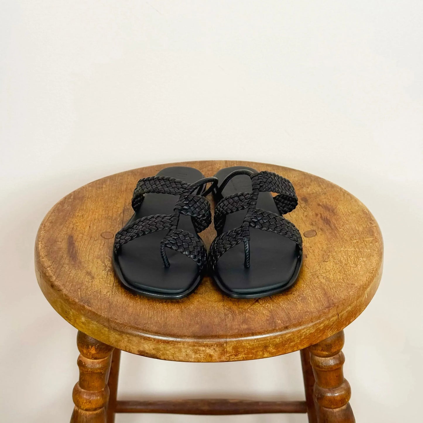 Lina Woven Sandal in Black-Shoes-Hereu-eugenienewport