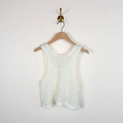 Linen Fur Tank in White-Tops-Sayaka Davis-eugenienewport