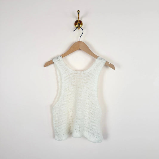 Linen Fur Tank in White-Tops-Sayaka Davis-eugenienewport