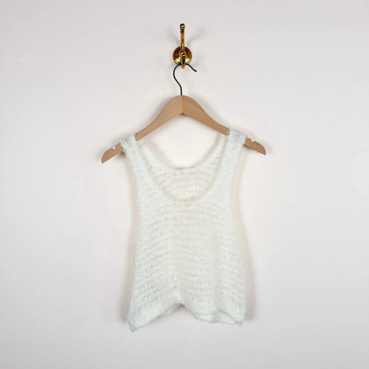 Linen Fur Tank in White-Tops-Sayaka Davis-eugenienewport